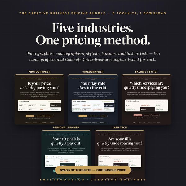 Creative Business Pricing Bundle | Photographer, Videographer, Salon, Trainer, L