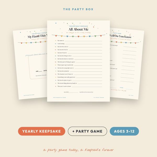 Birthday Interview Printable | All About Me Yearly Keepsake & Party Game, Ages 3