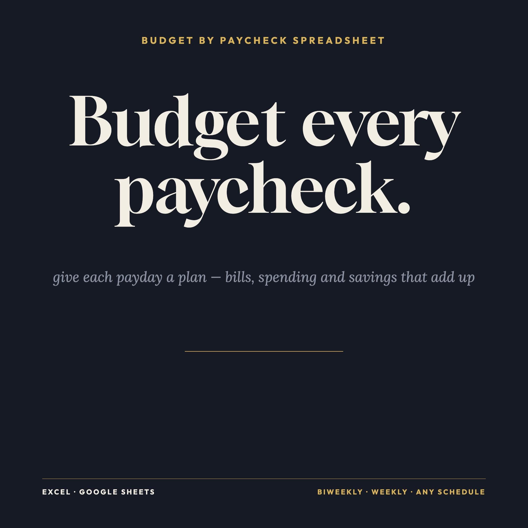 Bi-Weekly Budget Spreadsheet | Paycheck Planner, Bill Tracker (Excel, Google Sheets)
