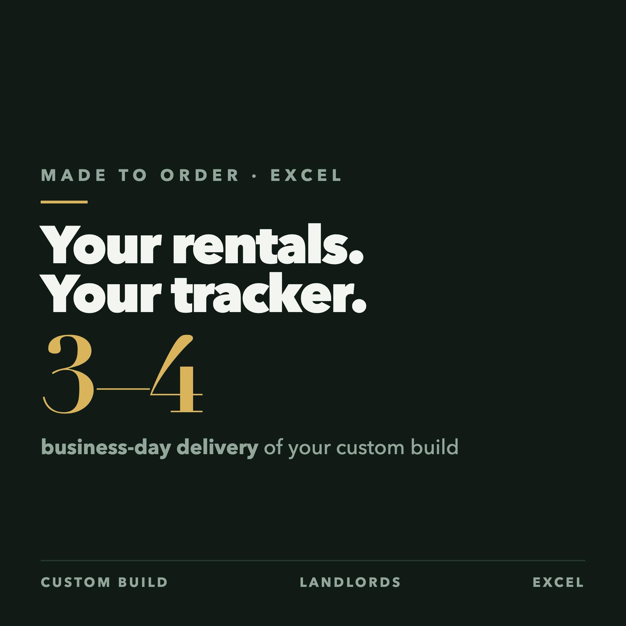 Custom Rental Property Spreadsheet, Made to Order Excel Tracker, Personalized Landlord Inc